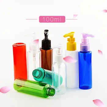 

100ml pretty colors PET bottle with plastic pump.for lotion/hand wash/Shampoo/moisturizer/facial water PET container