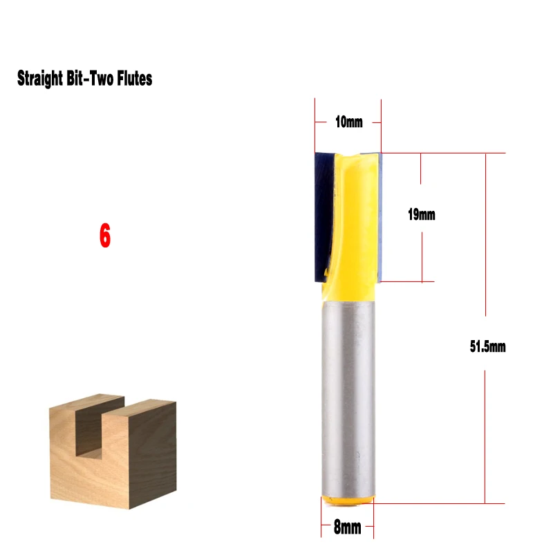 1 шт. 8 мм хвостовик высокое качество прямой/Dado маршрутизатор Набор бит 3,2, 3,4, 5,8, 10,12, 14,18, 20 мм Диаметр древесины режущий инструмент-Chwjw - Длина режущей кромки: 6NO(20)