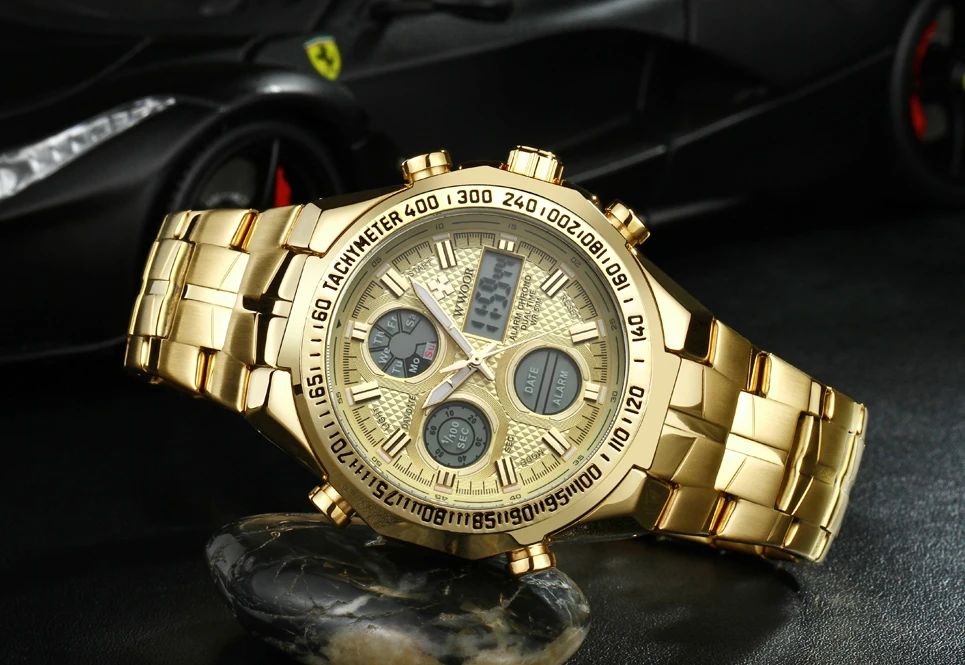masculino led grande dial relógios de aço