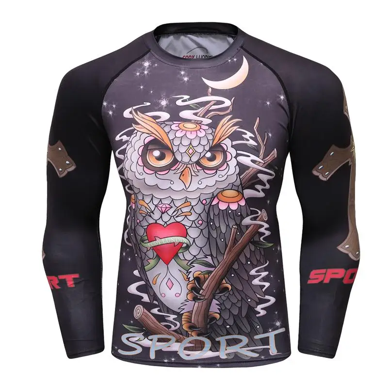 

Men's Compression Shirt Rashguard Long Sleeve 3D Print Jiu Jitsu T-shirts MMA Fitness Male Quick Dry Bodybuilding Crossfit Tops