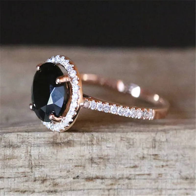Wholesale Vintage Engagement Wedding Black Stone Rings Cubic Zirconia