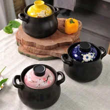 Вишневый цвет кастрюля Бытовая керамика рагу суп горшок Газовая плита высокотемпературная посуда для загара Приготовление Риса кастрюля сковорода