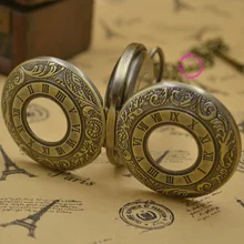 wholesale men Mechanical Pocket Watch man fob watches roman steampunk bronze antique vintage retro Stylish hand Wind hour