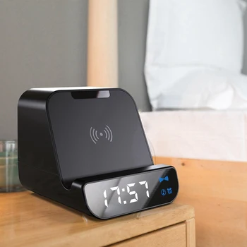 

Wireless Bluetooth Speaker Alarm Clock Charging Mobile Power Bluetooth Speaker Clock 4 in 1 with Mic for Call Phones Phone Bra