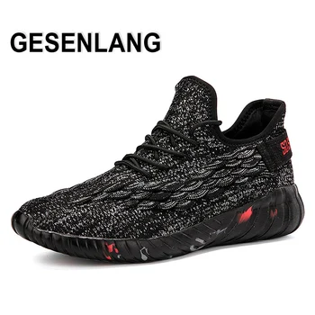 

Summer Men's Flyknit Gym Running Shoes Breathable Soft Male Trainers Sneakers Outdoor Tourism Wear Resistant Walking Shoes Black