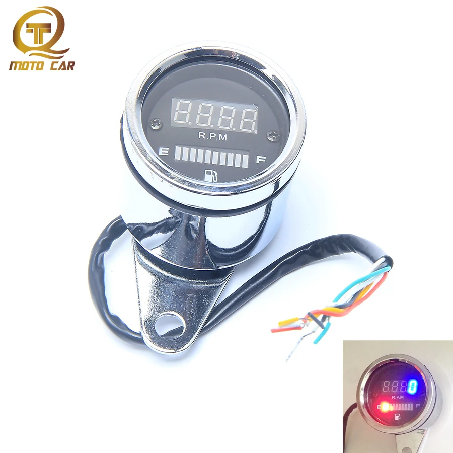 Motorcycle Tachometer Speedometer Fuel Gauge DC 12V LED Digital Display
