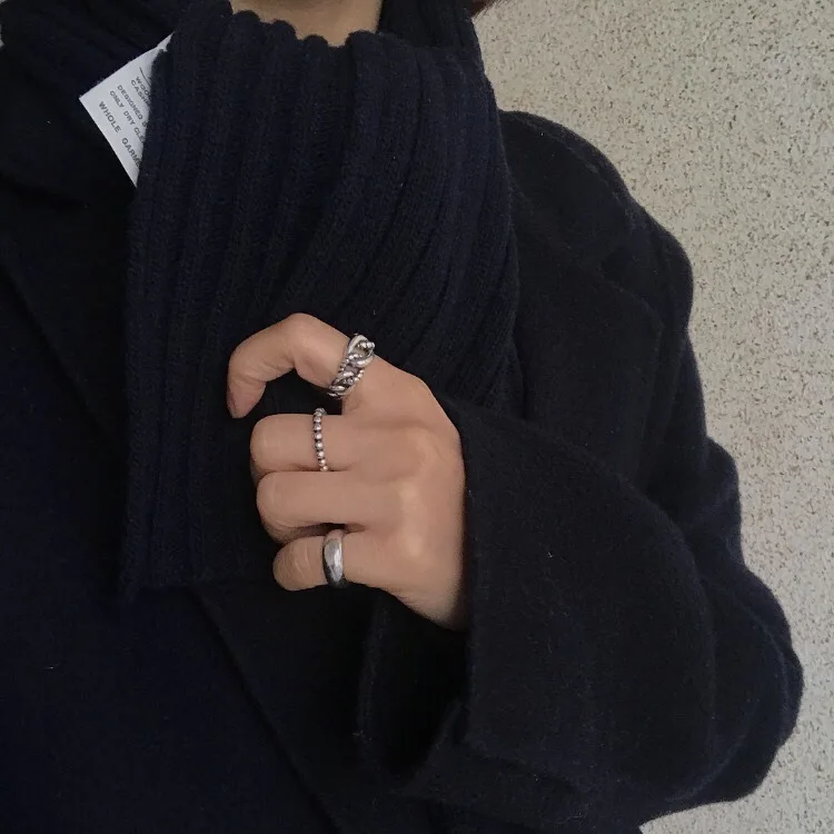 925 Стерлинговое Серебро пеньковая веревка цепи кольца для женщин модные очаровательные ювелирные изделия корейские кольца простой темперамент Дизайн Мода