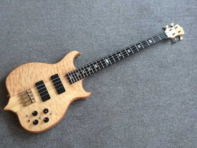 Новинка 2019 + Custom Shop стеганый клен 5 слоев шеи через тело бас Ebony гриф активный 9V