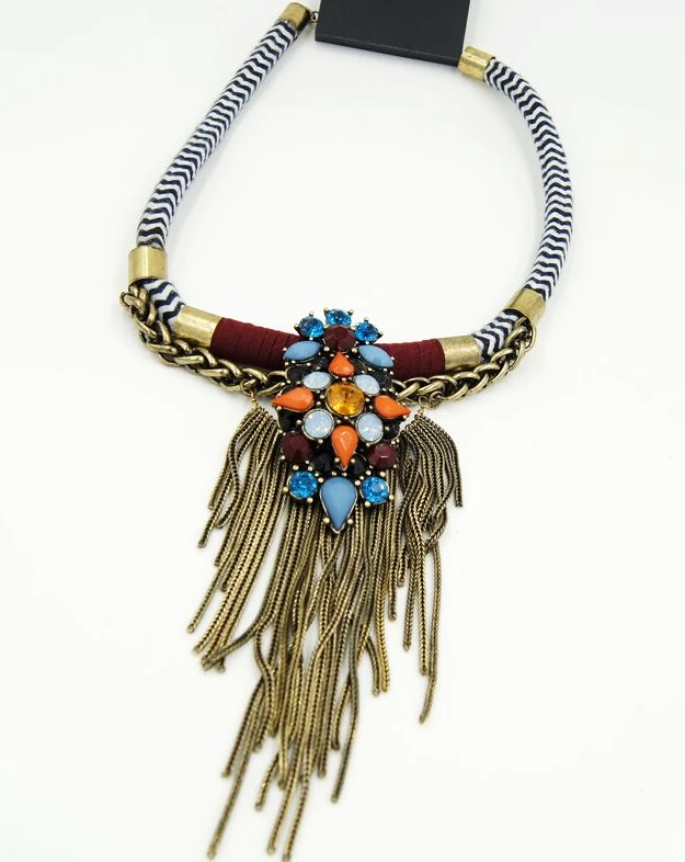 615 European New Fashion Exaggerated Luxurious Tassels Gem Necklace TH-N322 | Украшения и аксессуары