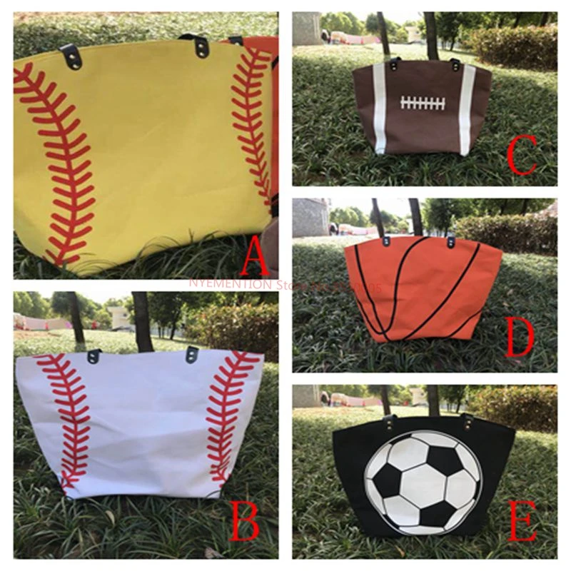 

Sports Bag Blanks Cotton Canvas Tote Bag for Women Men Monogram Baseball Soccer Handbag Summer Party Gift