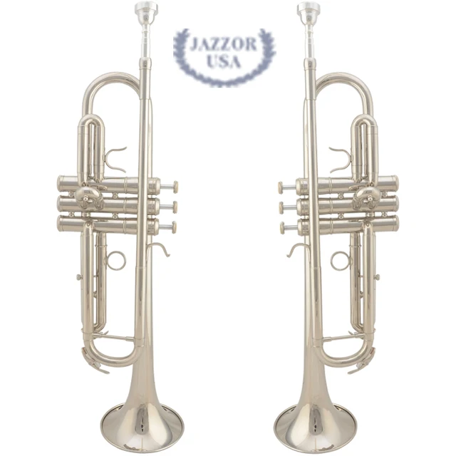 Best price at $136 Cheap Professional JAZZOR JATR-300N trumpet B Flat Silver beginner brass trumpet trompete wind instrument with trumpet mouthpiece