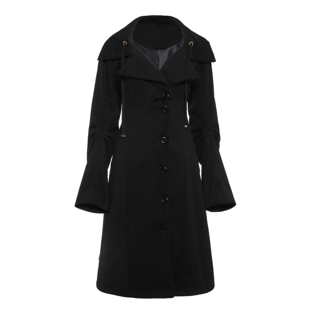 Goede Gothic Vrouwen Trenchcoat 2018 Winter Herfst vrouwen Overjas Windjack Vrouwelijke Lange Jas Rits Knop Goth Uitloper