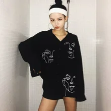 EFINNY, длинный рукав, отложной воротник, рубашка оверсайз, женские топы, Harajuku, рисунок лица, рубашка, блузка, белые топы, уличная одежда EFINNY, длинный рукав, отложной воротник, рубашка оверсайз, женские топы, Harajuku, рисунок лица, рубашка, блузка, белые топы, уличная одежда