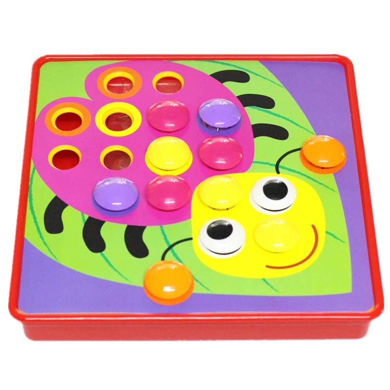 Kids 3D Educational Toy Colorful Buttons Assembling Mushrooms Nails Kit Graphic color puzzle Baby Mosaic Picture Board Toy