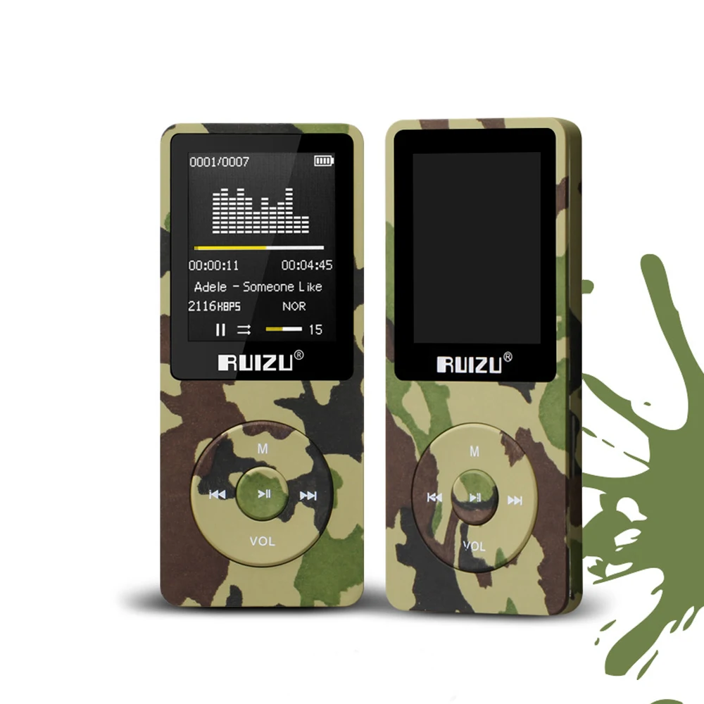 Оригинальный MP3 плеер RUIZU X02 HiFi APE/FLAC/WAV 8 Гб 1 ''экран 80 часов Спорт Музыка FM радио