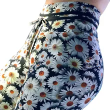 Женские кружевные брюки с высокой талией и цветочным принтом маргаритки, женские трикотажные Дышащие Модные повседневные леггинсы с цифровой печатью
