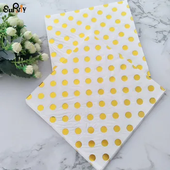 

200pcs Gold Foil Dot Paper Napkin for Boy Girl Gender Reveal Party Tissue Napkin Wedding Birthday Decoration Serviettes 33*33cm