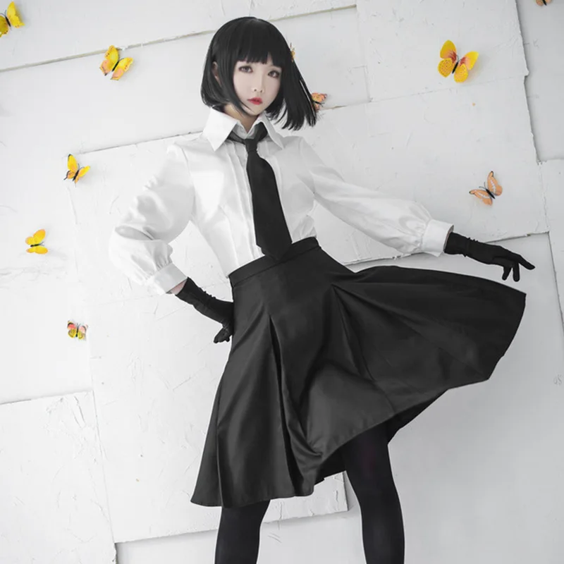 

Anime Bungo Stray Dogs Akiko Yosano Outfit Cosplay Costumes School Uniform Suit Akiko Yosano Shirt Skirt Gloves Tie Socks