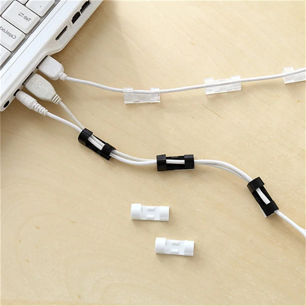 

20pcs / pack Self-adhesive Wire Line Cable Clip Buckle Plastic Clips Ties Fixer Fastener Holder Cable Winder Wire Organizer 2019