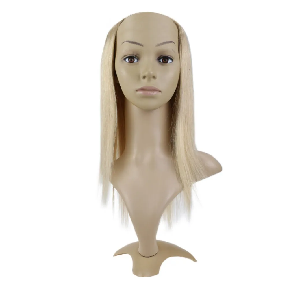 

Full Shine Clip in One Piece U Part Wigs Color #18 Highlighted Color #60 100% Remy Extensions Straight Hair Half Wig