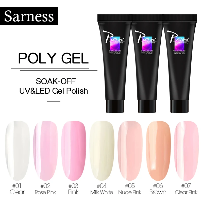 

Sarness Polygel Nail Acrylic Poly Gel Varnish Enhancement Slip Solution Quick Extension Gel Crystal UV LED Builder Gel Tips