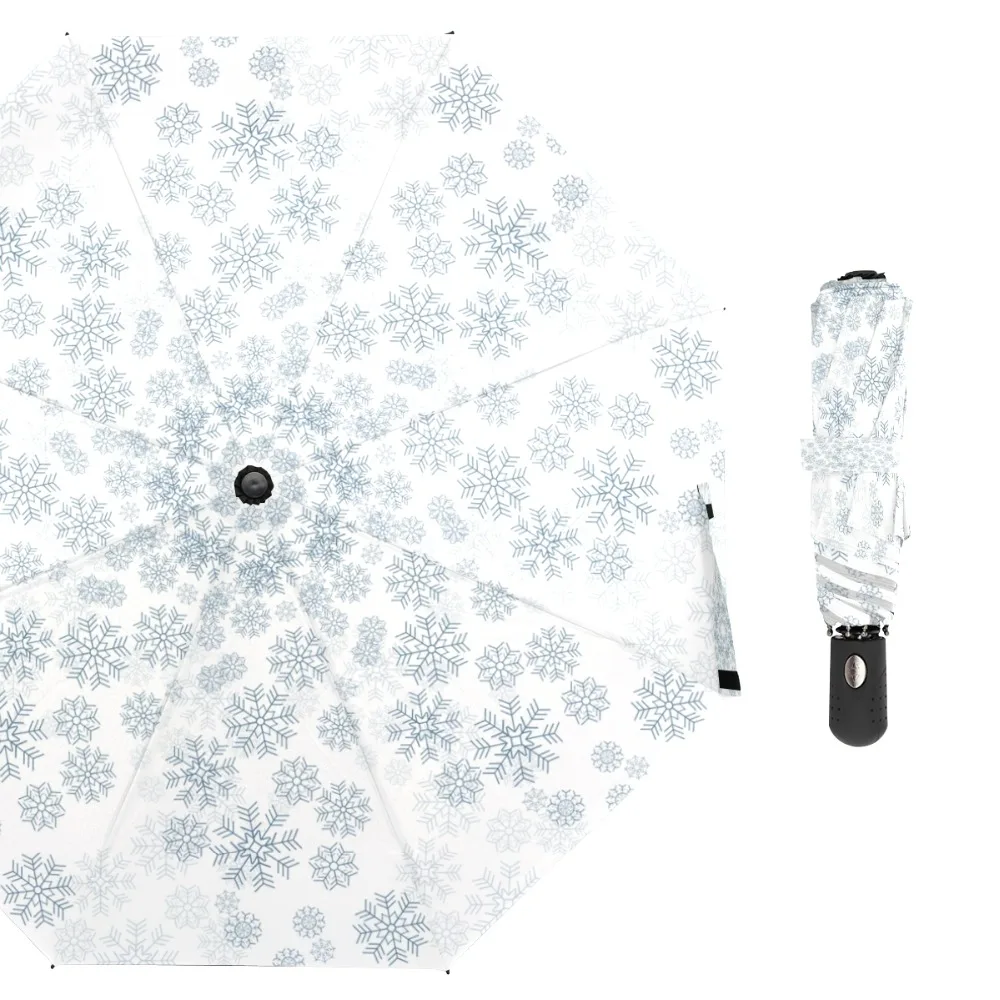 

Susino Snowflakes Windproof Umbrellas Fully-automatic Open Metal Pongee Compact Auto Open CLoseUmbrella