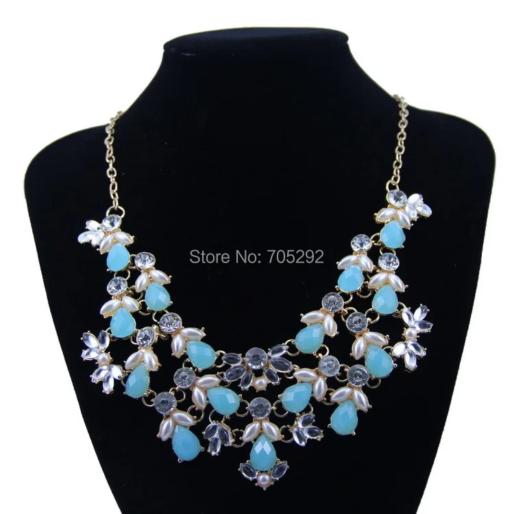 

New Trend Fashion Brand Necklace Crystal flowers statement necklace choker for women jewelry necklaces & pendants