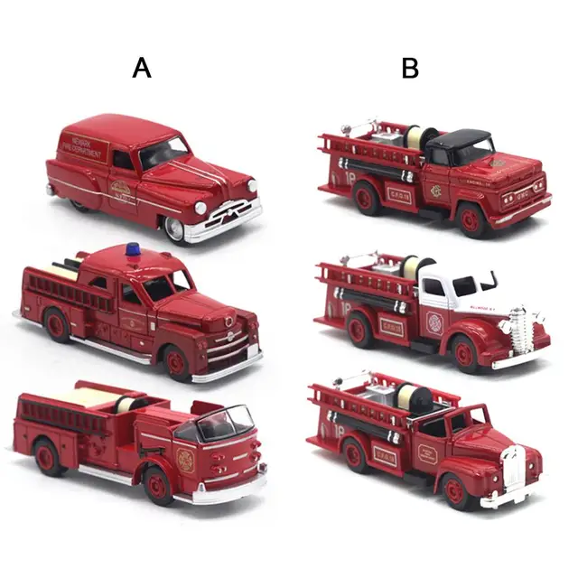 3PCS /set Retro fire truck 143 alloy car toy diecast metal toy vehicle