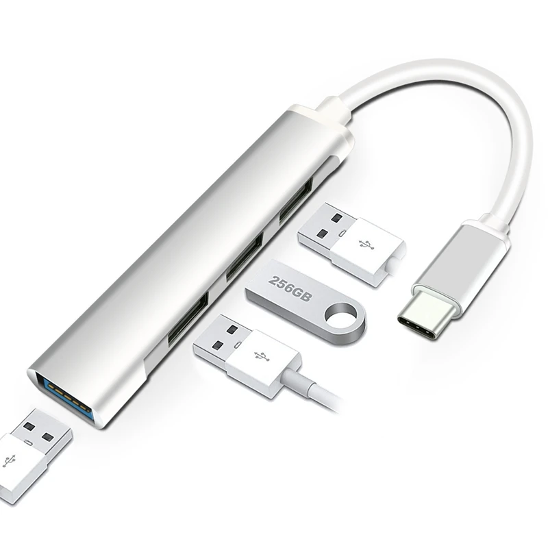 Type-C-4 usb-хаб эспандер ультра-тонкий Мини Портативный 4-портовый Usb 3,0 концентратор Usb интерфейс питания для Macbook ноутбук планшет компьютер