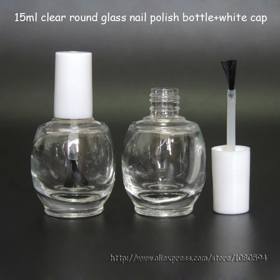 15 мл ясно мяч лак для ногтей бутылки масла крышка с щеткой дизайн ногтей контейнер маленькие/пустых стеклянных бутылок