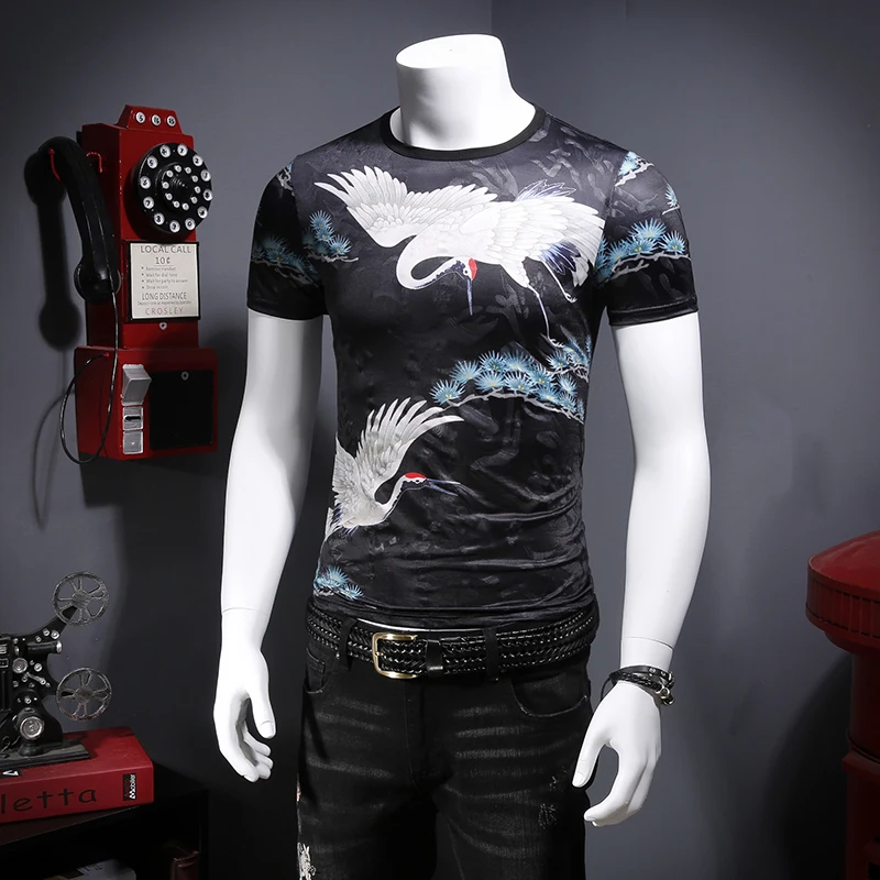 

In the summer of 2019 The comfortable tencel ICONS Hollow out breathable Printing short sleeve men T-shirt C5275 - P45