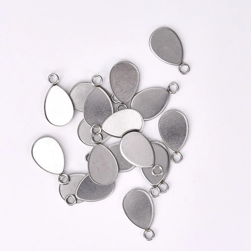 Stainless Steel Drop Pendant Cabochon Setting 10x14mm Teadrop Bezel (4)