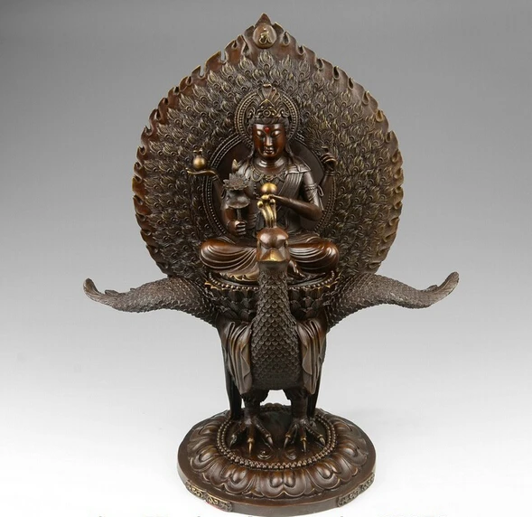 Tibet Buddhism Red Copper Phoenix Peacock Yamashina Bodhisattva Buddha