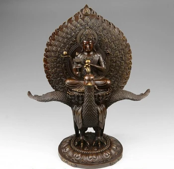 

Tibet Buddhism Red Copper Phoenix Peacock Yamashina Bodhisattva Buddha Statue