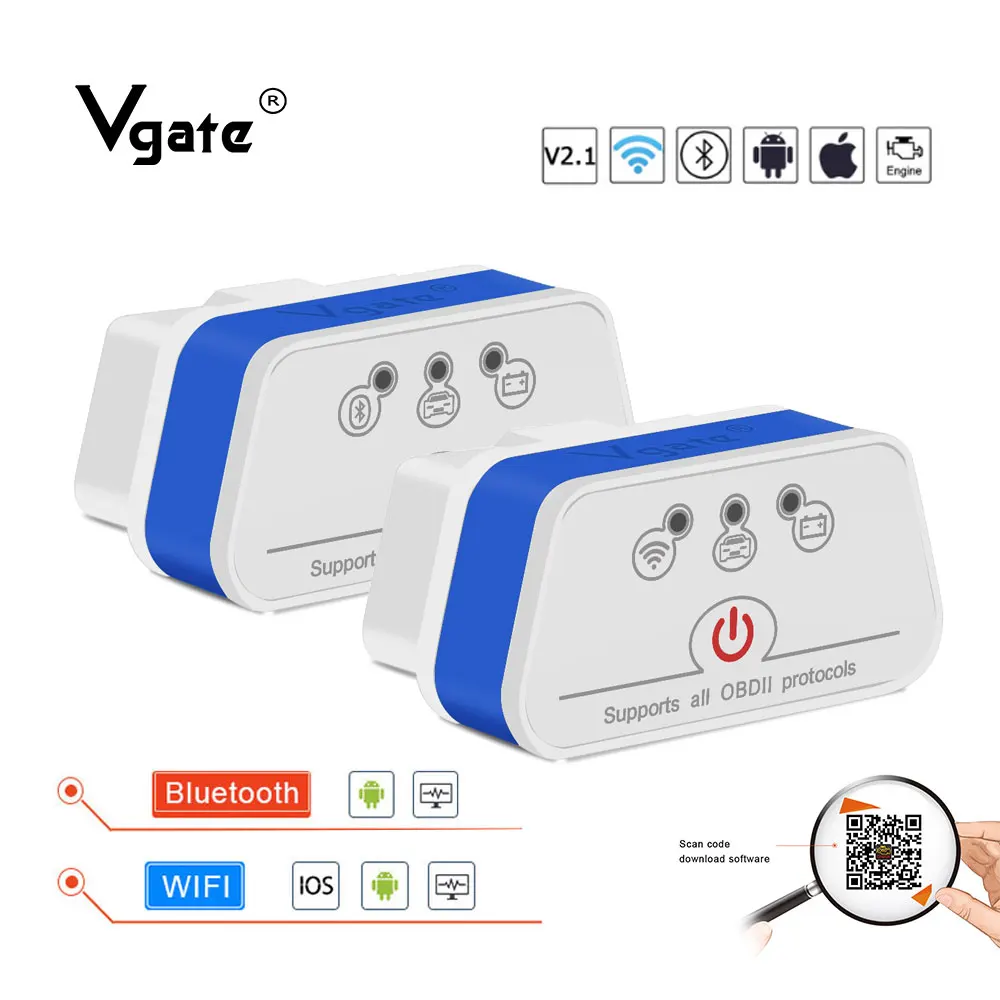 

Vgate iCar2 OBDII elm 327 Bluetooth/wifi Code Reader Auto Diagnostic-Tool obd2 scanner ELM327 OBD 2 diagnostic interface adapter
