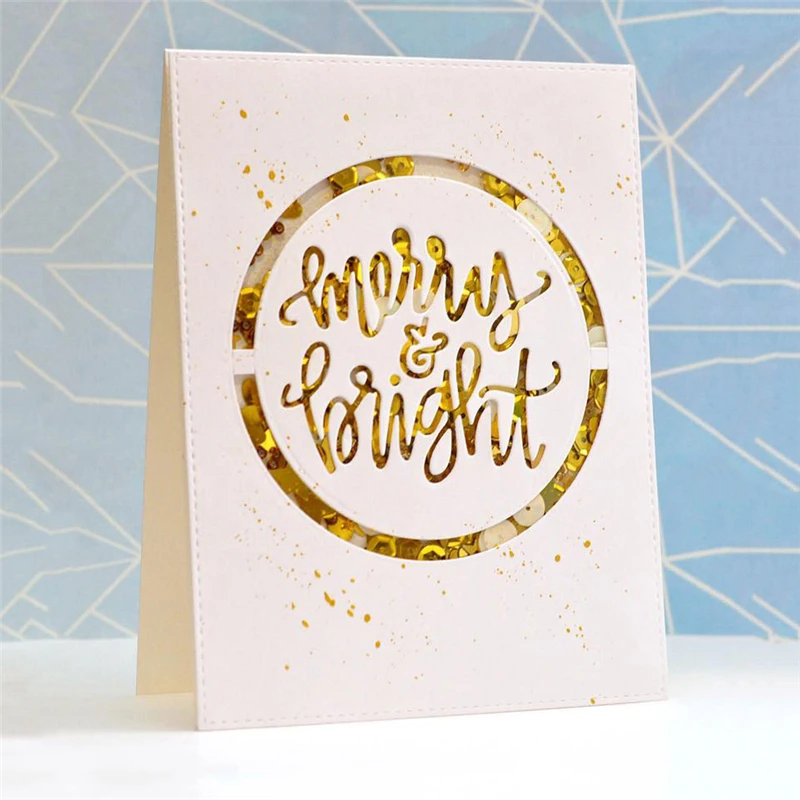 

GJCrafts Words Merry Bright Metal Cutting Dies Christmas Scrapbooking Card Making Album Embossing Crafts Die Cut Greeting New