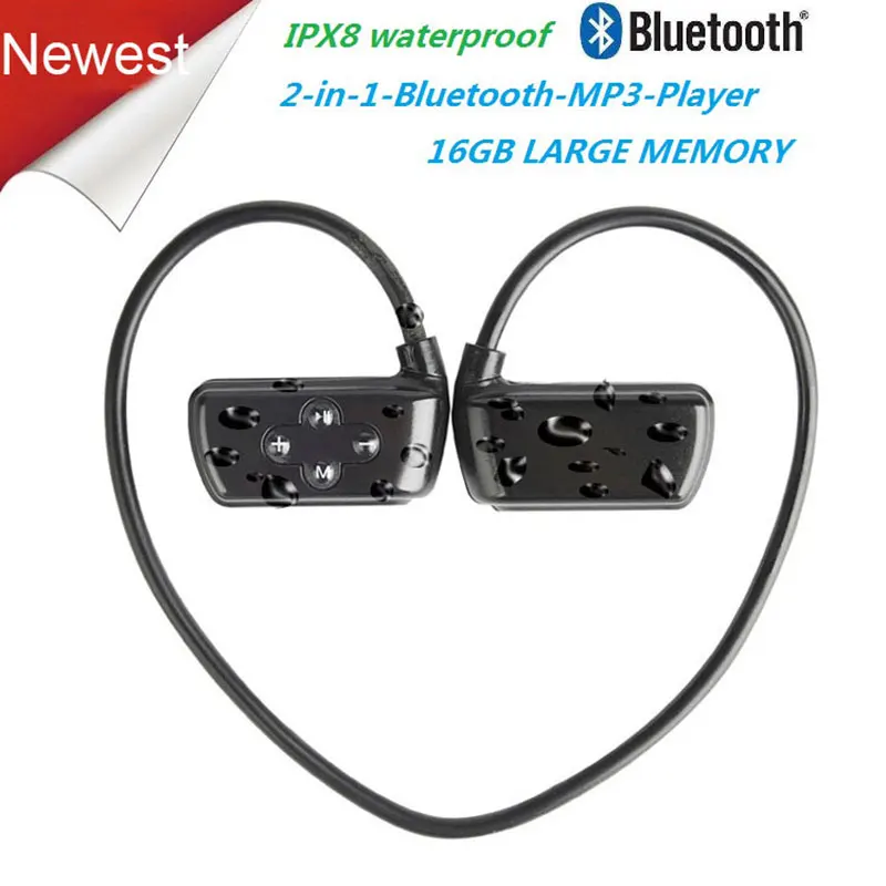 HIFI IP68 Bluetooth Водонепроницаемый MP3 музыкальный плеер HIFI наушники Поддержка записи на голову подводный MP3 для плавания спортивный тренажерный зал - Цвет: With bluetooth