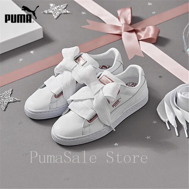 puma basket heart leather white