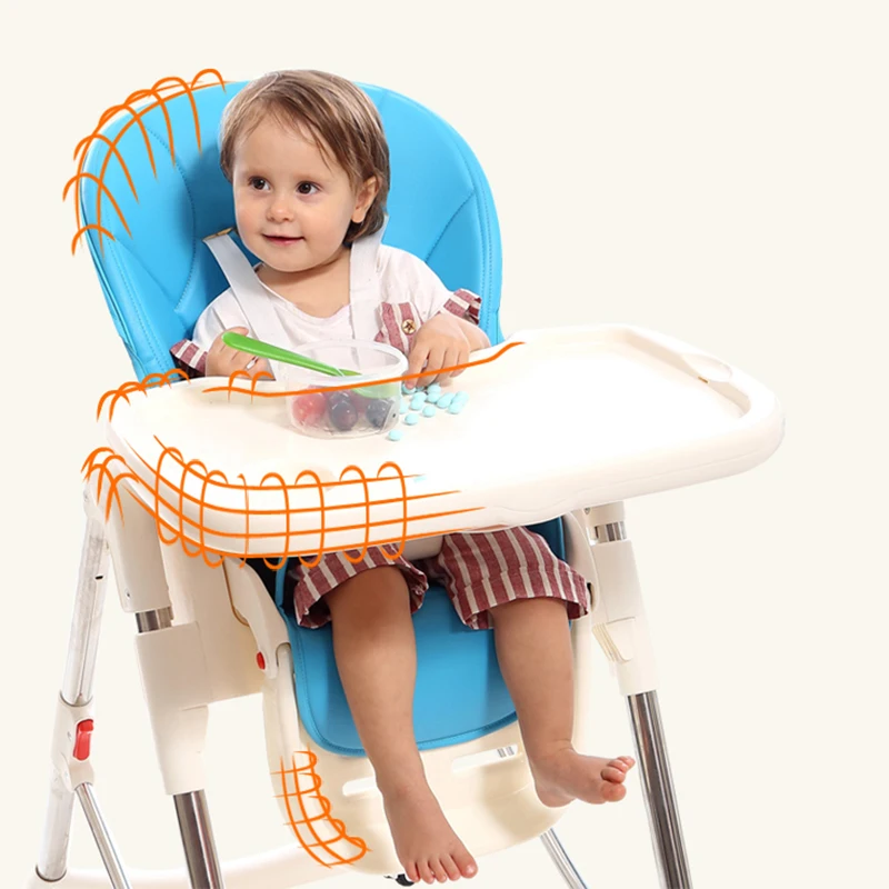Baby High Chair For Kids Adjustable Feeding Chair With PU Leather Cushi on Dining Table With multi-function Highchair Foldable .