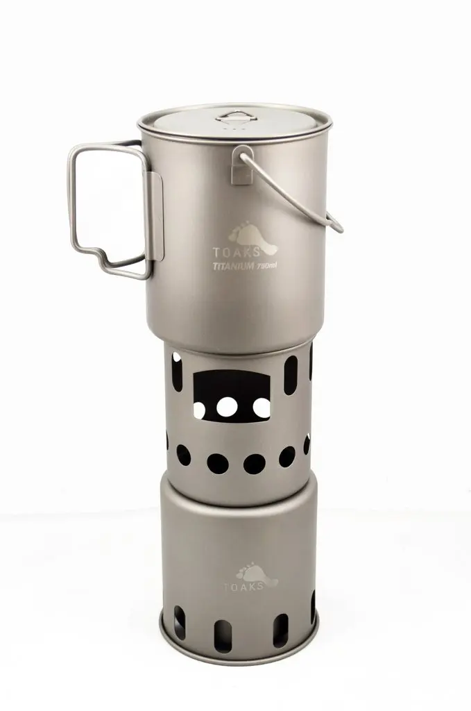 TOAKS Titanium 750ML Pot with Bail Handle and Wood Stove Combo Set ... - TOAKS Titanium 750ML Pot With Bail HanDle AnD WooD Stove Combo Set Camping Cooking System Titanium