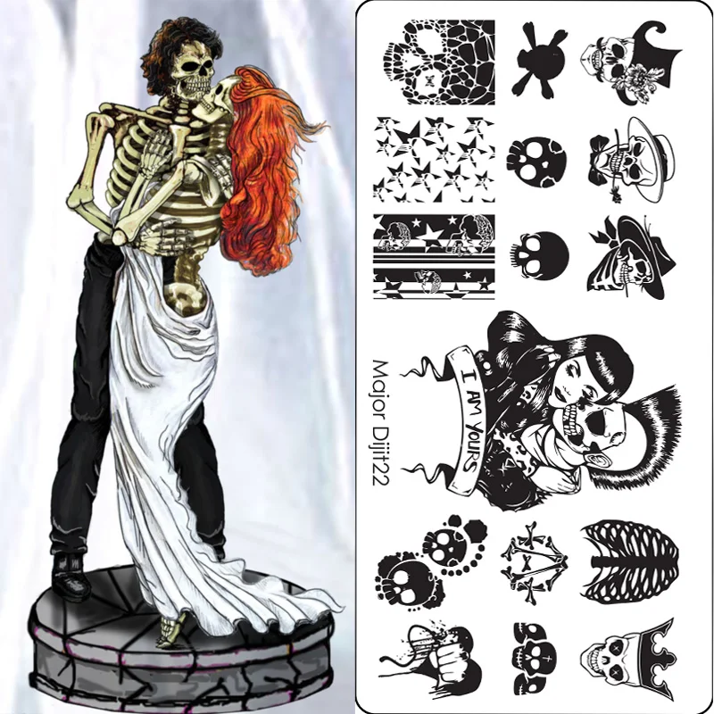 

Fashion PUNK skull music design DIY nail art decoration stamping plate tools high quality as MOYOU major 22