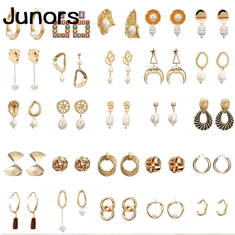 

Vintage large hanging earrings with pearl for Women Gold large pendant earrings female 2019 women statement earring in Jewelry