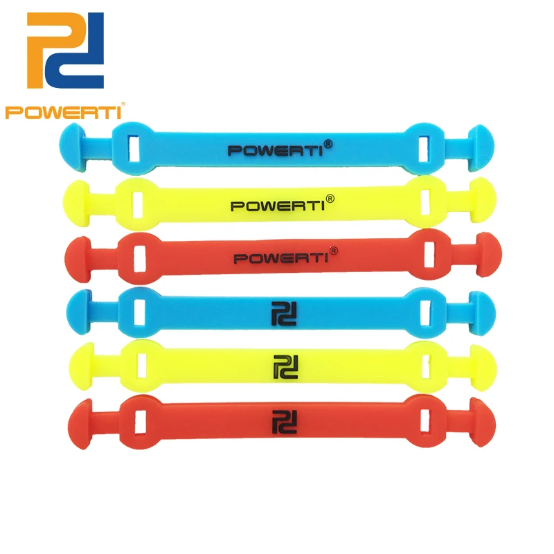 POWERTI الاهتزاز يستمتع صدمة مشبك سيليكون تقليل صدمة بالنسبة مضرب تنس 10 قطعة/الوحدة أسود