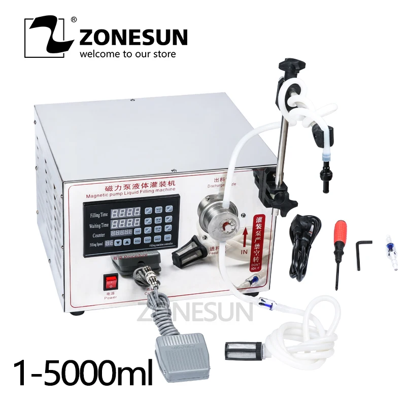 

ZONESUN 2ml to Unlimited Filling Machine Magnetic Pump Micro-computer Liquid Filler Accurate Automatic Small Vial Bottle Filler