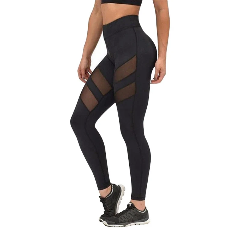 

2019Hot Sale Workout Fitness Women Pants Plain Elastic Waist Mesh Ladies Trousers