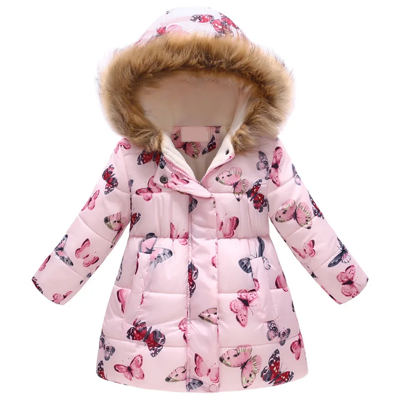 New  New Fashion Girls' jackets Winter Jacket For Girls Kids Cotton Jacket Hooded Coats & Parkas Thick K