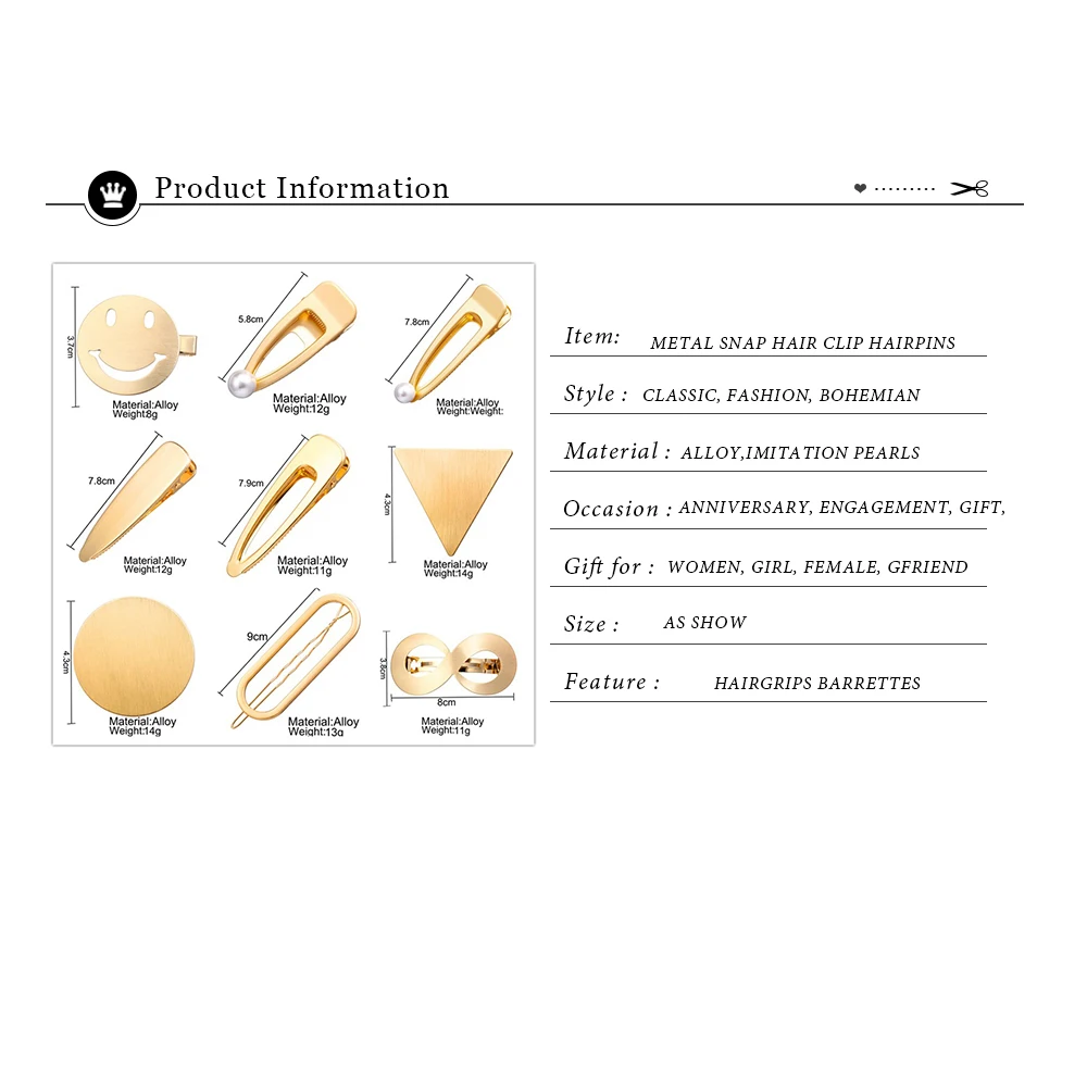 Аксессуары для волос, металлические заколки для волос, заколка с застежкой, заколки для волос, заколки для волос со смайликом, заколки для волос, парикмахерские инструменты