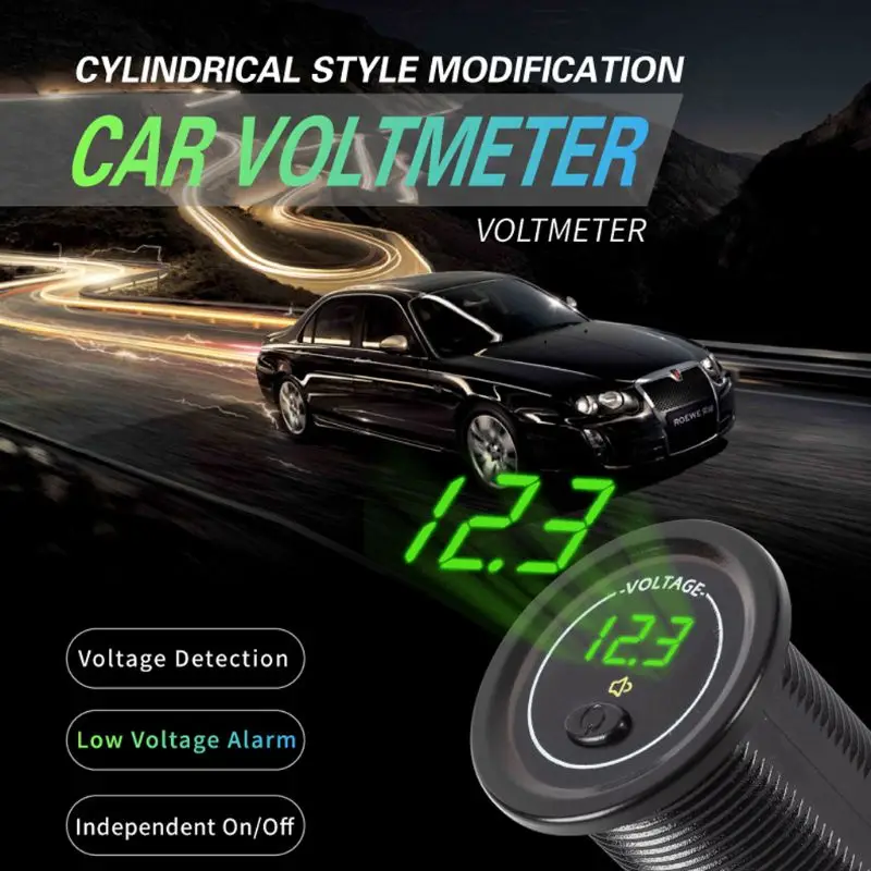 

Waterproof Motorcycle Boat Car DC 12V 24V 30V LED Voltmeter Display Voltage Meter with ON OFF Switch Low Voltage Alarm 10166
