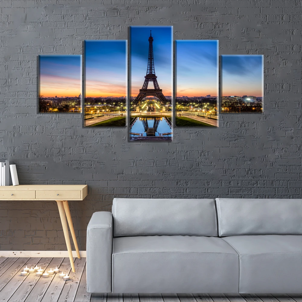 French Night View of the Paris Tower Wall Art Modern Canvas Prints Art
