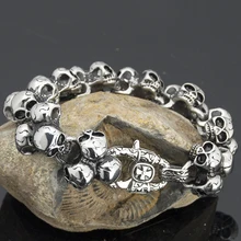 TrustyLan, нержавеющая сталь, череп, мужской браслет, крутые байкерские украшения, панк-рок, лучший друг, мужские браслеты и браслеты,, нарукавная повязка